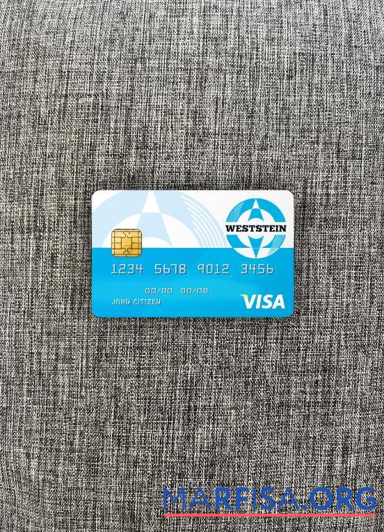 Printable United Kingdom Weststein bank visa card photolook front template